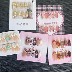 Bundle of Size Small Press On Nails 5 Sets of 10 Nails Spring Floral